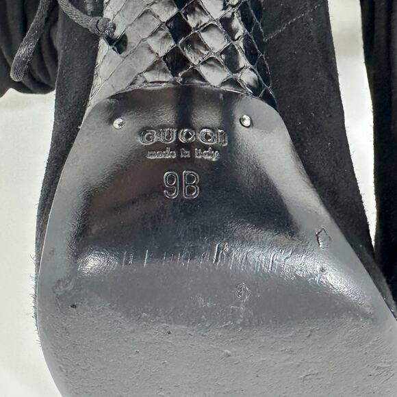 Gucci Tom Ford Era Black Suede Python Heel Runway Boots – Size 9B - Picture 7 of 9